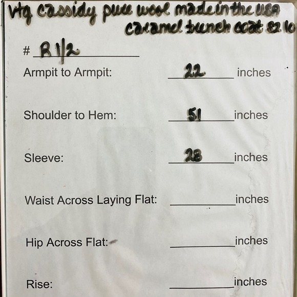 Cassidy Vintage Caramel 100% Pure Wool Made in USA Swing Trench Coat Size 10 - Picture 14 of 14